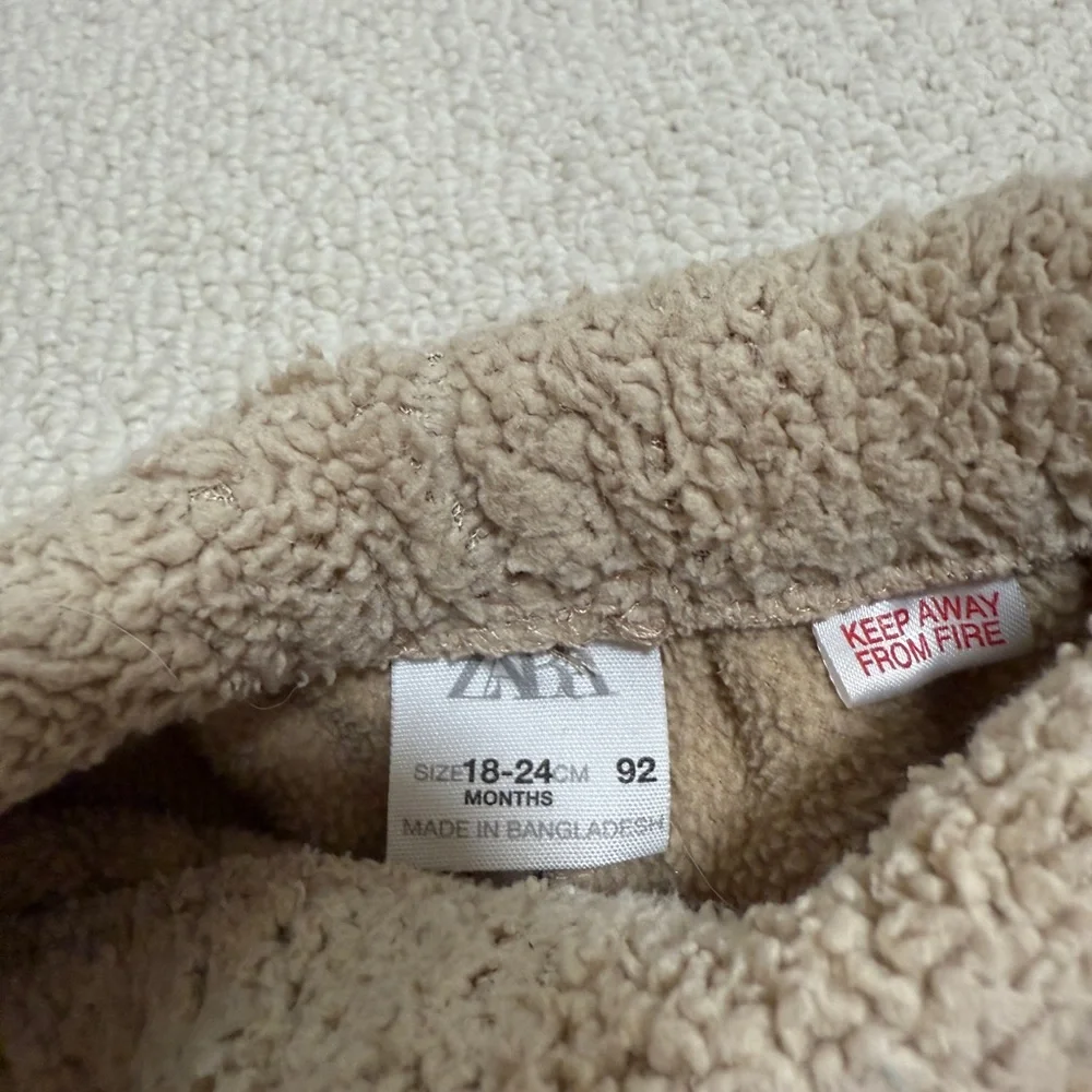 Zara Toddler Cozy Sherpa Jogger Pants - Tan